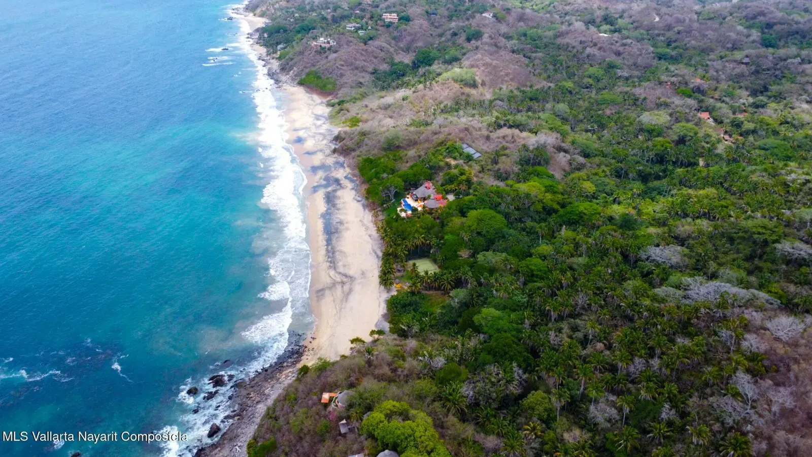 Dirt path through palms, in the photos of the lot south of Sayulita.