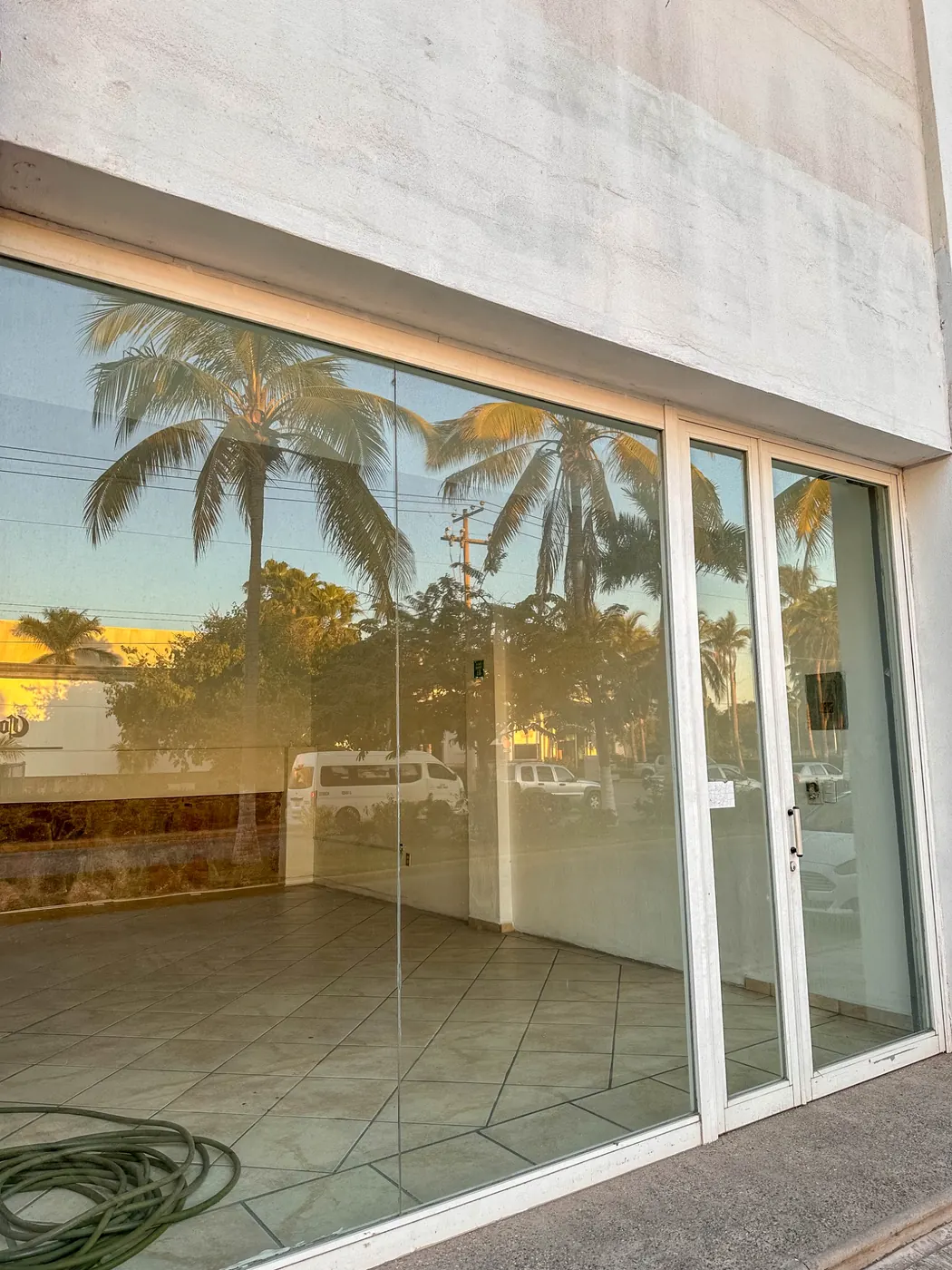 Glass storefront facing Palma Real