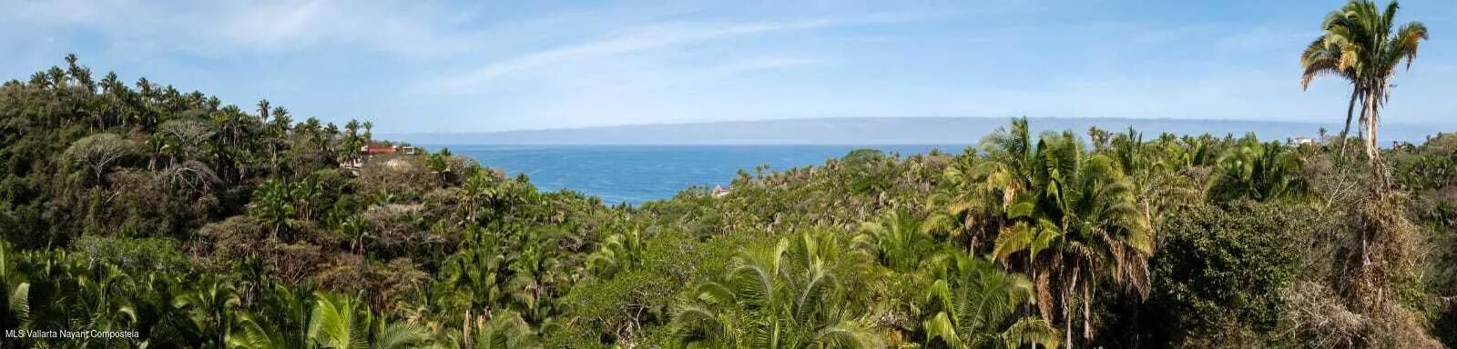 Wide aerial rendering of a house toward the sea, Selva Azul lot 8. Not a built house.